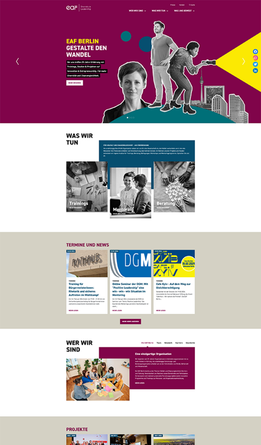 Screenshot der Website