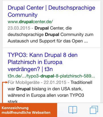 SEO News - Anzeige mobilfreundlicher Webseiten in der mobilen Google Suche