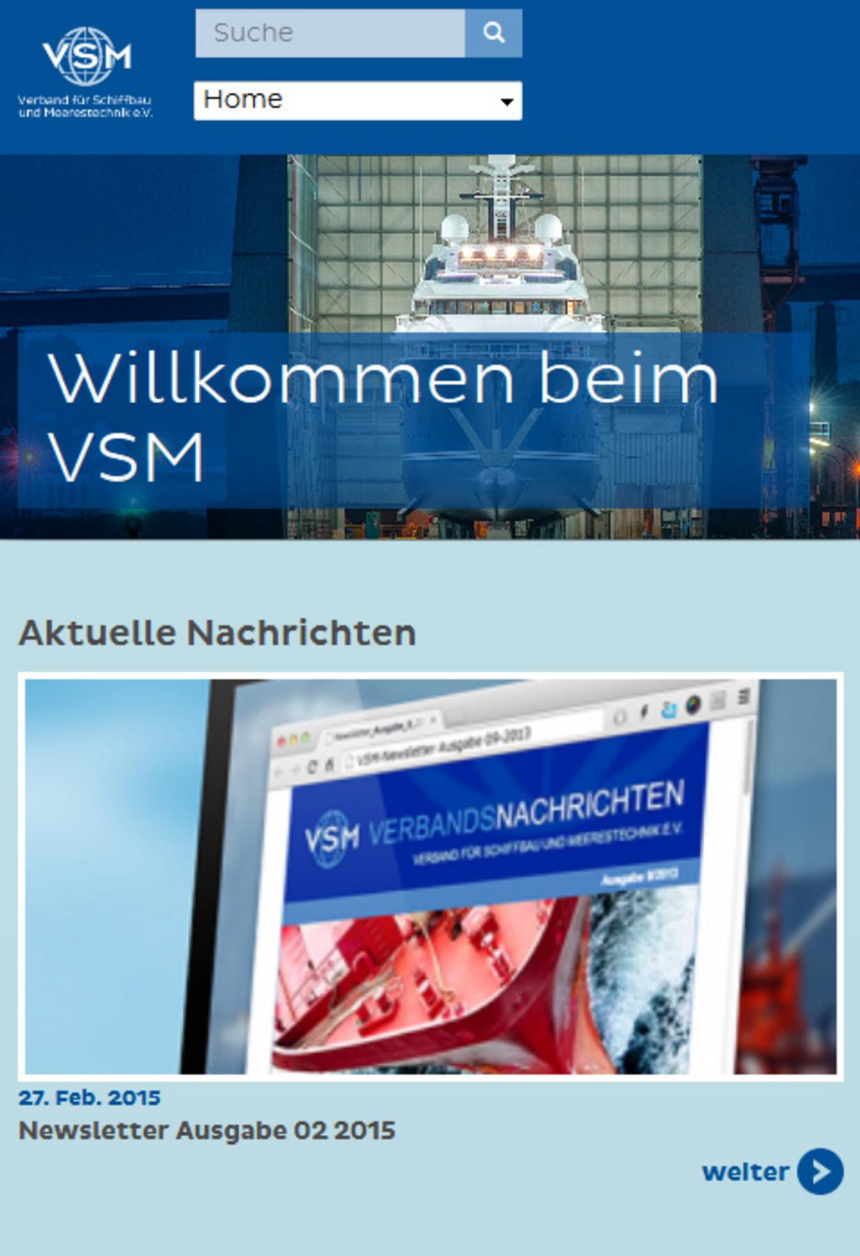 Screenshot VSM Responsive Design - Mobile Ansicht