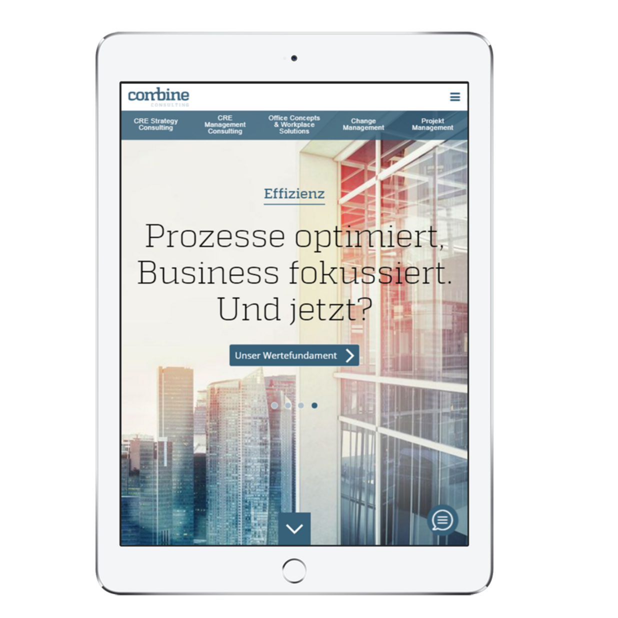 Referenz Drupal Webentwicklung - combine Consulting Tabletansicht