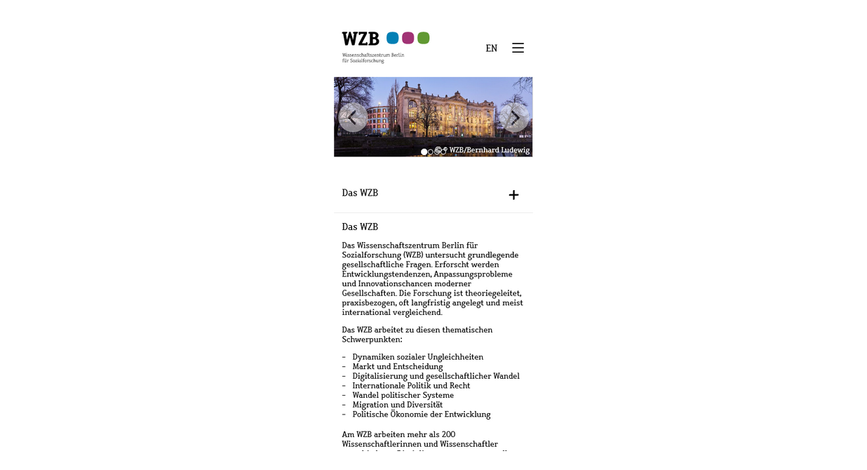 Screenshot - Drupal Referenz WZB - Über das WZB