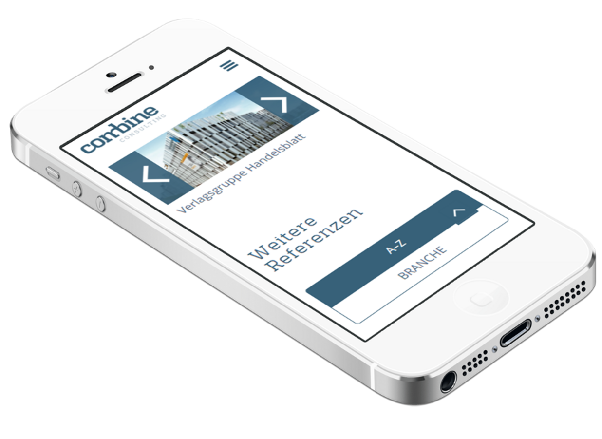 Referenz Drupal Webentwicklung - combine Consulting Mobilansicht