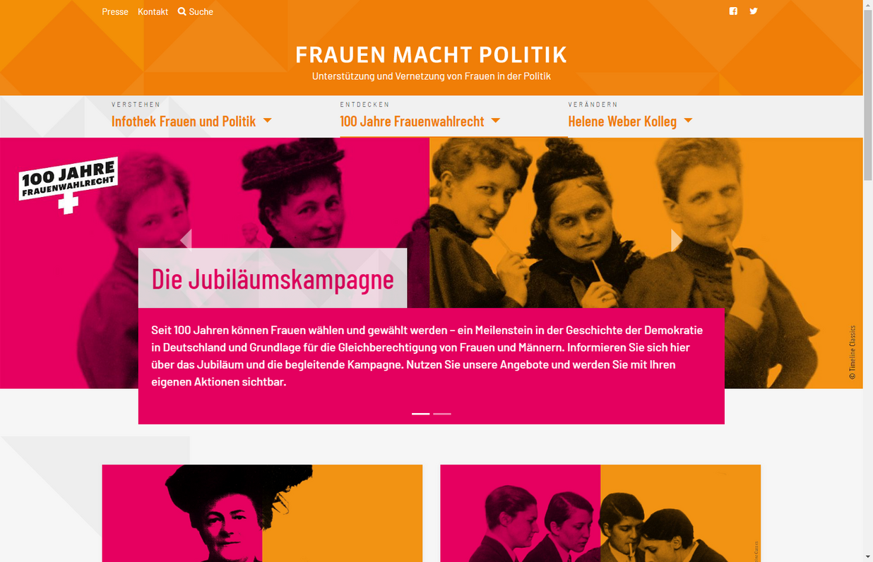 TYPO3 Webentwicklung - 100 Jahre Frauenwahlrecht
