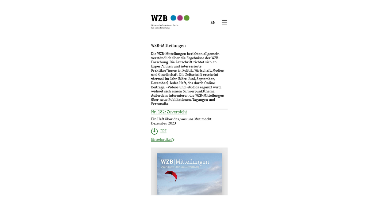 Screenshot - Drupal Referenz WZB - Mitteilungen