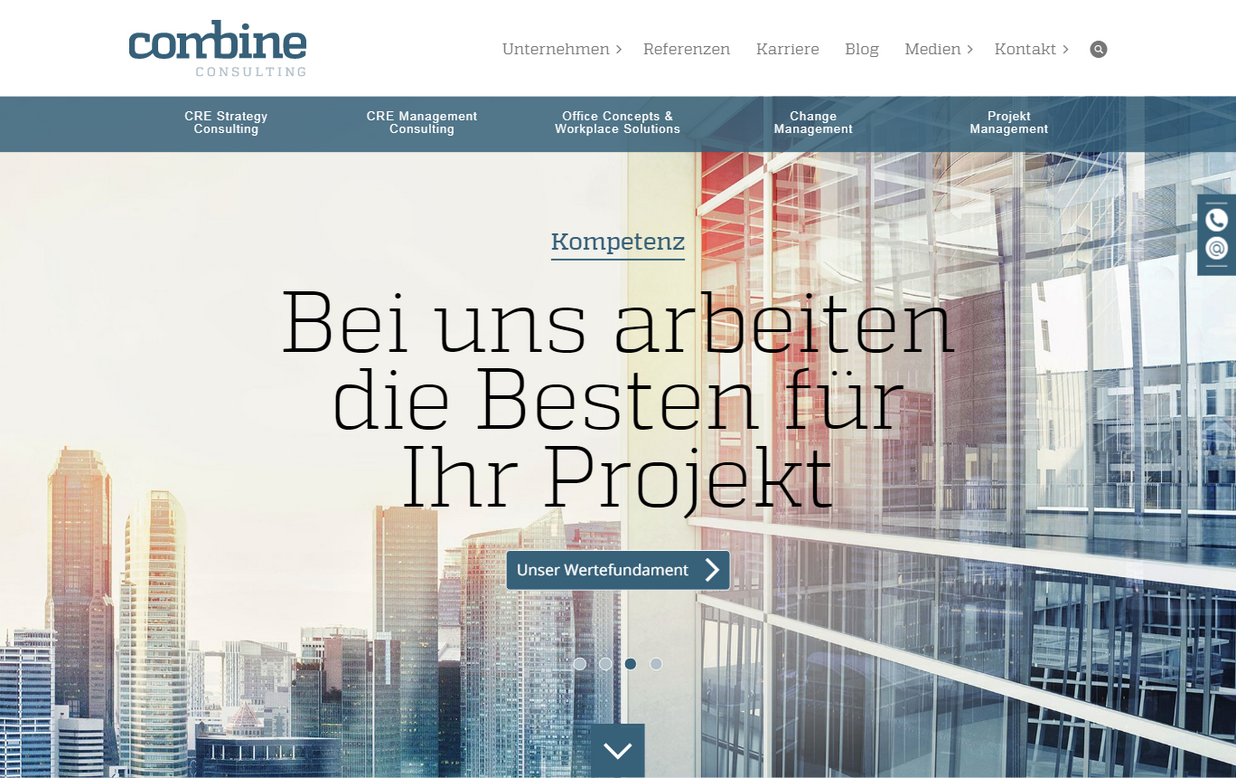 Referenz Drupal Webentwicklung - combine Consulting Desktopansicht